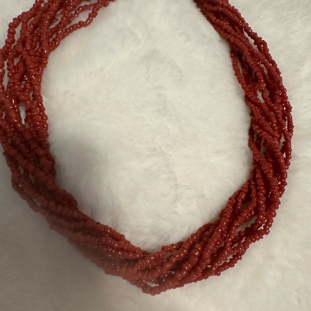 Vintage Silpada natural coral and 925 sterling silver 16" seed bead necklace - Picture 2 of 3